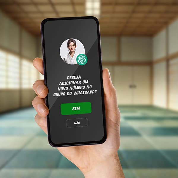 Adicione a Jiulia no grupo de WhatsApp da sua academia ou centro de treinamento